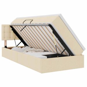 vidaXL LED Opslagbed met Matras Cr&egrave;me 90 x 200 cm Stof