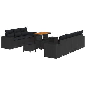 vidaXL Tuin Sofa Set 10 st 9-zits Zwart [Synthetisch]: Poly Rattan