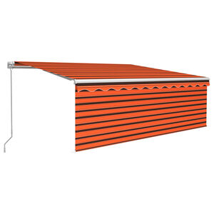 vidaXL Luifel handmatig uittrekbaar rolgordijn LED 4,5x3m oranje bruin