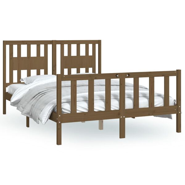 vidaXL Bedframe met hoofdbord grenenhout honingbruin 120x200 cm
