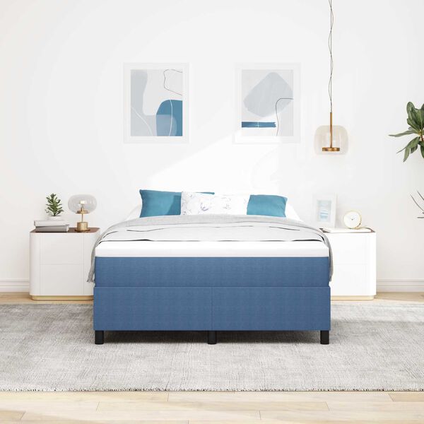 vidaXL Platform bedframe Blauw 140 x 190 cm Katoen Stof