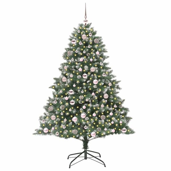 vidaXL Kunstkerstboom met 300 LED Groen 180 cm PVC en Plastic en Staal