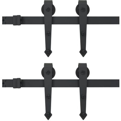 vidaXL Onderdelenset voor schuifdeur 2x183 cm staal zwart