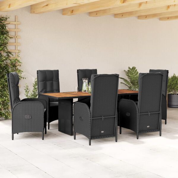 vidaXL 9-delige Tuinset poly rattan zwart