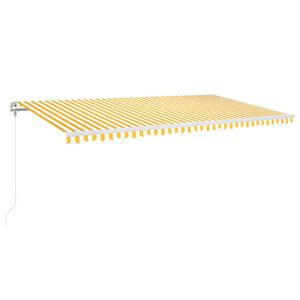 vidaXL Luifel automatisch met LED en windsensor 600x350 cm geel en wit