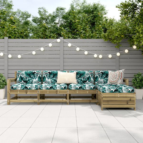 vidaXL 5-delige Loungeset ge&iuml;mpregneerd grenenhout