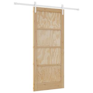 vidaXL Schuifdeur 86 x 198,5 cm Massief grenenhout Natuurlijk en Wit