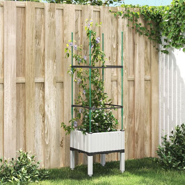 vidaXL Plantenbak met latwerk 40x40x142,5 cm polypropeen wit