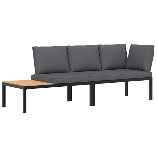 vidaXL 2-delige Loungeset met kussens aluminium zwart