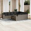 vidaXL 11-delige Loungeset met kussens poly rattan grijs