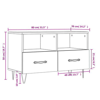 vidaXL Tv-meubel 80x36x50 cm bewerkt hout betongrijs