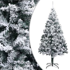 vidaXL Kunstkerstboom met sneeuw 210 cm groen
