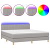 vidaXL Boxspring met matras en LED stof lichtgrijs 180x200 cm