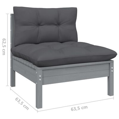 vidaXL 7-delige Loungeset met kussens grenenhout grijs