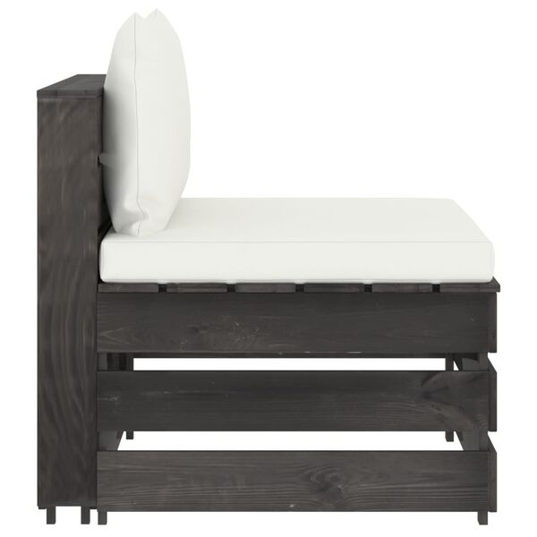 vidaXL 3-delige Loungeset met kussens grijs ge&iuml;mpregneerd hout