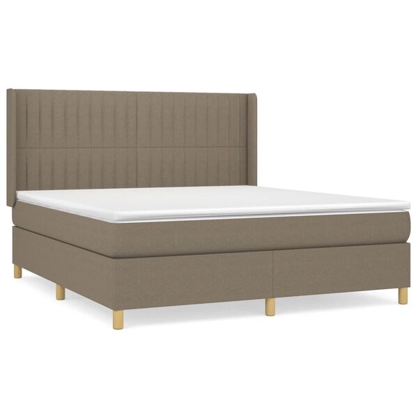 vidaXL Boxspring met matras stof taupe 160x200 cm