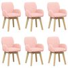 vidaXL Draai Eetstoelen 6 st Boucl&eacute; Roze 54 x 58 x 87 cm