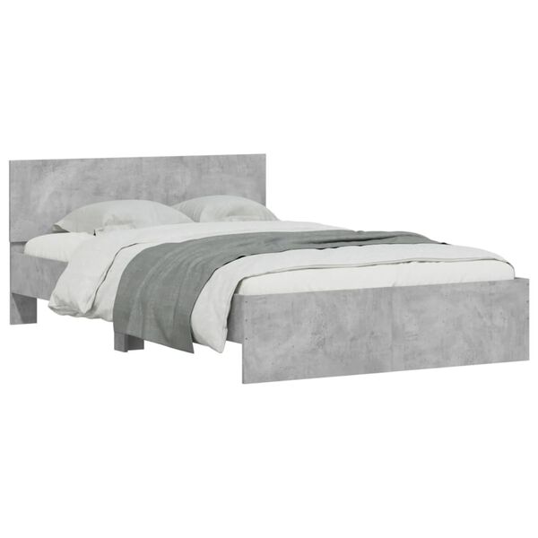 vidaXL Bedframe met hoofdeinde betongrijs 135x190 cm