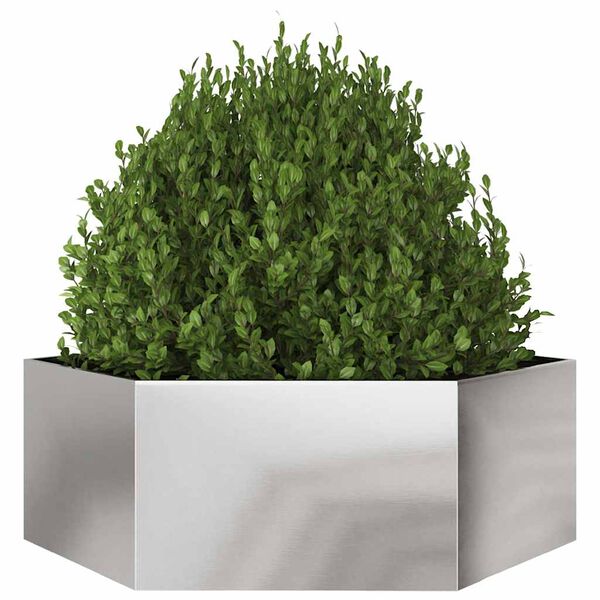 vidaXL Plantenbak zeshoek 138x120x45 cm roestvrijstaal