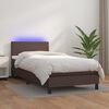 vidaXL Boxspring met matras en LED kunstleer bruin 90x200 cm