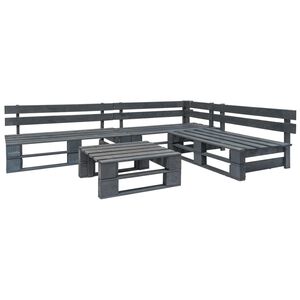 vidaXL 4-delige Loungeset pallet hout grijs