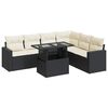 vidaXL 7-delige Loungeset met kussens poly rattan zwart