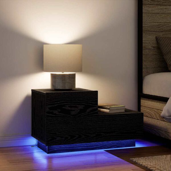 vidaXL Nachtkastje met lade Zwart Eiken 70 x 36 x 40,5 cm Bewerkt hout