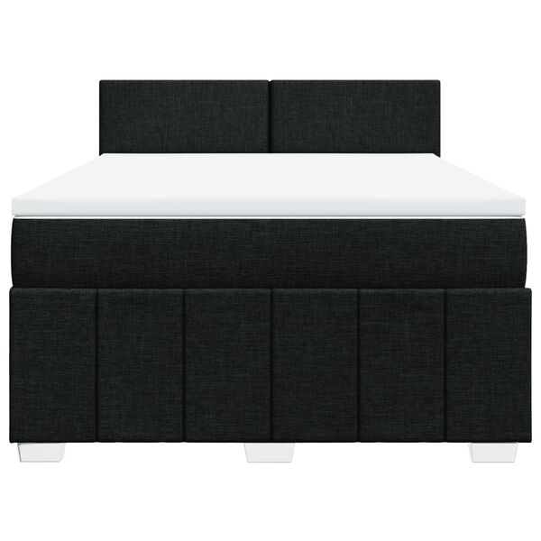 vidaXL Boxspring met matras stof zwart 160x200 cm
