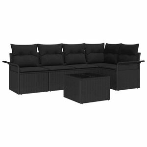 vidaXL Tuin Sofa Set met kussen met opslag 6 pcs Zwart Poly riet