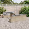 vidaXL Tuin Sofa Set met opslag 9 pcs Beige Poly riet