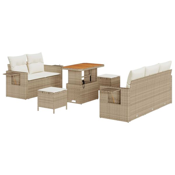 vidaXL Tuin Sofa Set met kussen 8 pcs Beige poly rattan