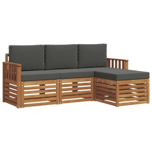 vidaXL Buiten bankenset met kussen 4 pcs Natuurlijk en Antraciet