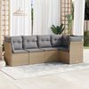 vidaXL 5-delige Loungeset met kussens poly rattan beige