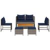 vidaXL Tuin Sofa Set 6 pcs grijs en marineblauw poly rattan