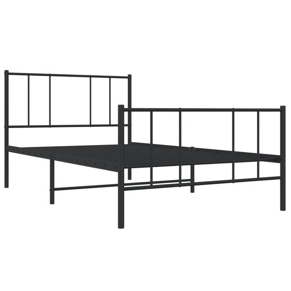 vidaXL Bedframe met hoofd- en voeteneinde metaal zwart 75x190 cm