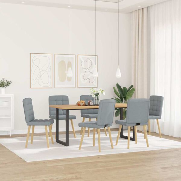vidaXL Eetkamerstoelen 6 st stof lichtgrijs