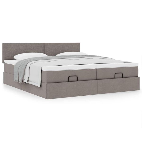 vidaXL Ottoman bed met matrassen 180x200cm stof taupe