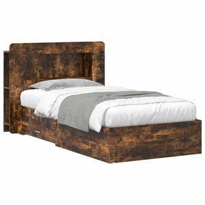 vidaXL Bedframe met opslag Gerookt eiken 75 x 190 cm Bewerkt hout