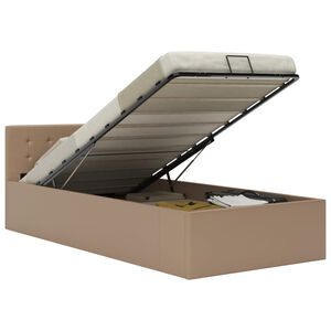 vidaXL Bedframe met opslag hydraulisch kunstleer cappuccino 90x200 cm
