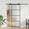 vidaXL Schuifdeur met beslagset 102,5x205 cm ESG glas zwart