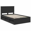 vidaXL Bedframe met hoofdeinde Zwart 135 x 190 cm Massief grenenhout