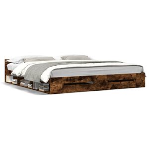 vidaXL Bedframe met lades bewerkt hout gerookt eikenkleurig 200x200 cm