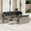 vidaXL 9-delige Loungeset met kussens poly rattan grijs