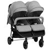 vidaXL Tweelingbuggy staal lichtgrijs en zwart