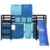 vidaXL Kinderhoogslaper met tunnel 90x190 cm massief grenenhout blauw