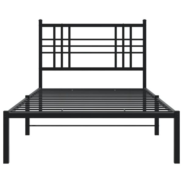 vidaXL Bedframe met hoofdbord metaal zwart 90x200 cm