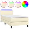 vidaXL Boxspring met matras en LED kunstleer cr&egrave;mekleurig 90x190 cm