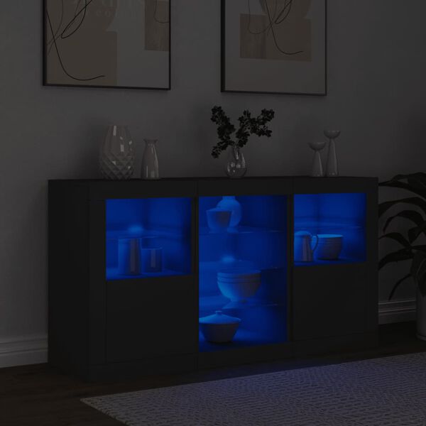 vidaXL Dressoir met LED-verlichting 123x37x67 cm zwart