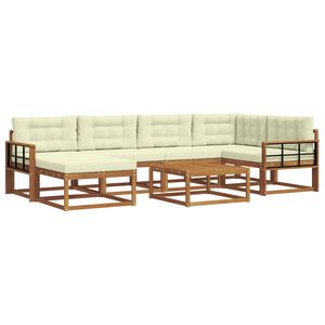 vidaXL Buiten bankenset met kussen 7 pcs Natuurlijk en Cr&egrave;me