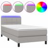 vidaXL Boxspring met matras en LED stof lichtgrijs 90x200 cm